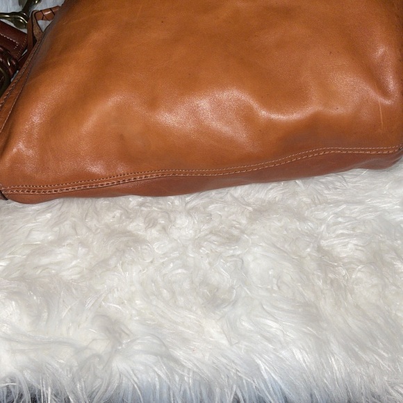 Coach XL Bleecker Tattersall Burnished leather bucket duffle bag, Cognac - Picture 10 of 10